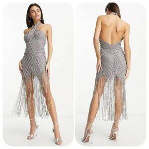 ASOS Silver Halter Mini Dress